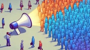 megaphone with crowd