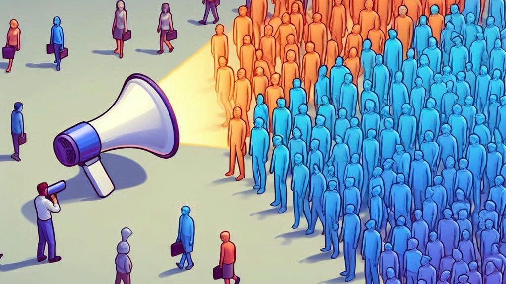 megaphone with crowd